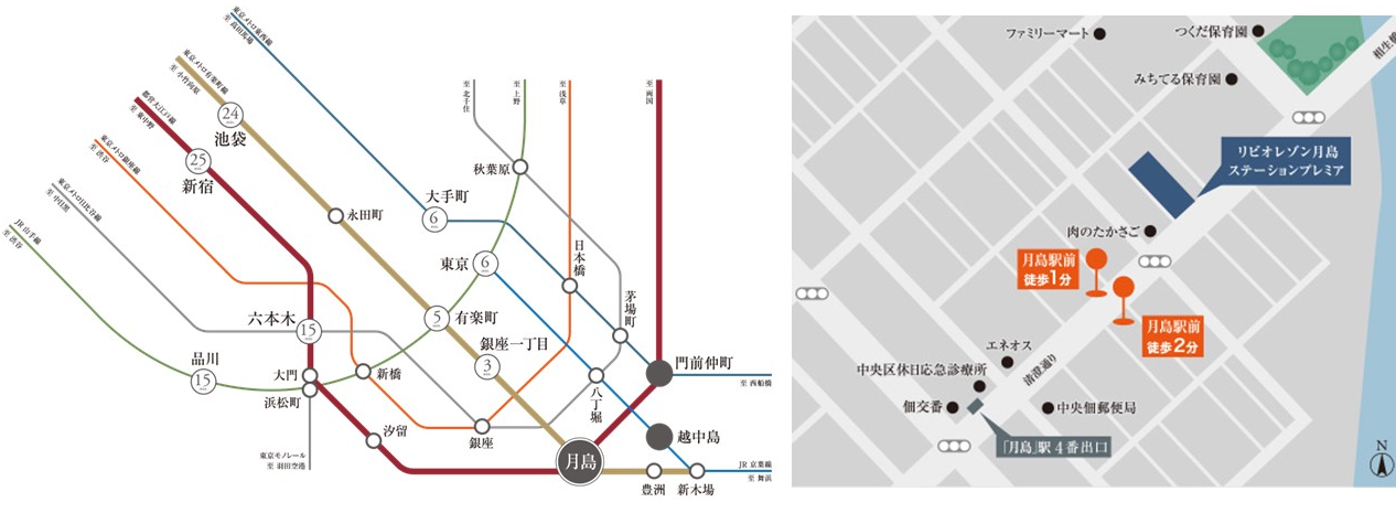リビオレゾン月島ステーションプレミアの路線図
