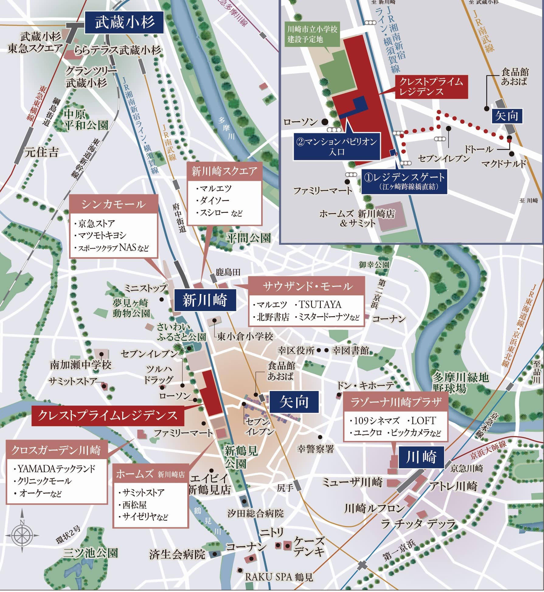 クレストプライムレジデンスの現地案内図